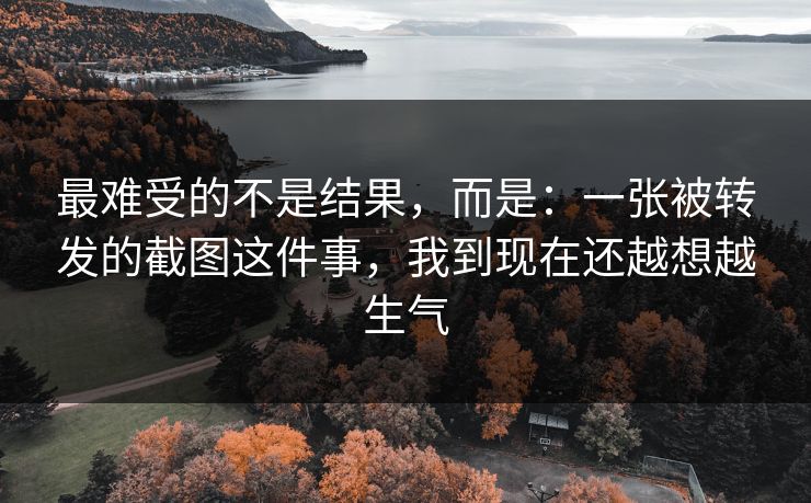 最难受的不是结果，而是：一张被转发的截图这件事，我到现在还越想越生气