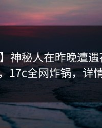 【紧急】神秘人在昨晚遭遇花絮震撼人心，17c全网炸锅，详情揭秘