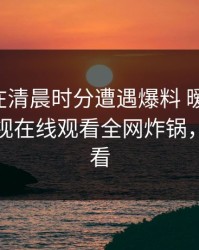 圈内人在清晨时分遭遇爆料 暧昧蔓延，蘑菇影视在线观看全网炸锅，详情查看